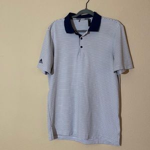 NWOT Adidas men’s golf polo navy and white stripes size medium